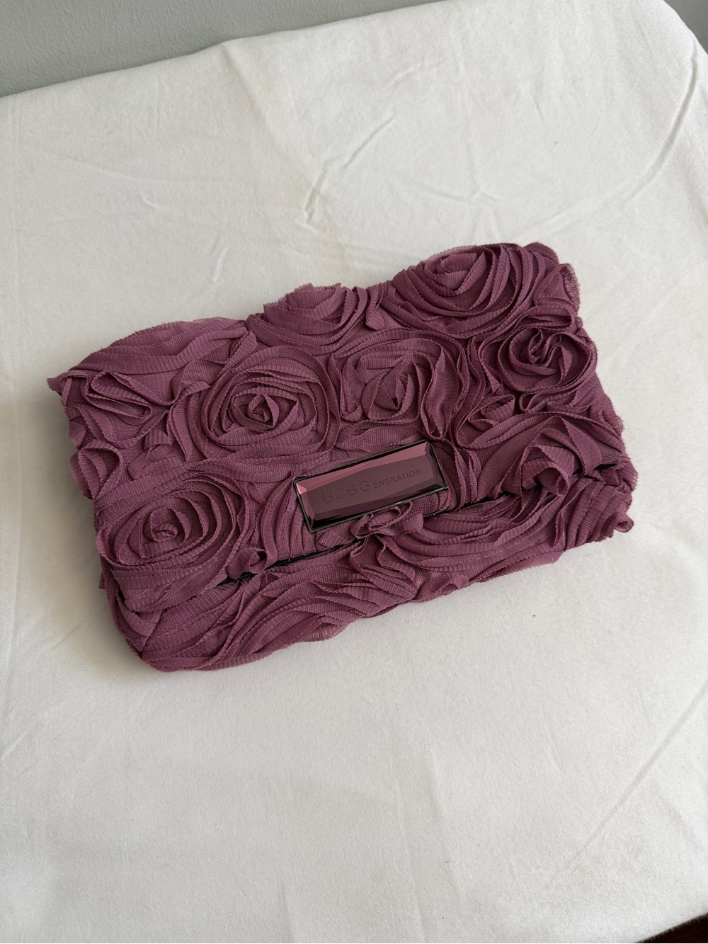 BCBGeneration Plum Rose Appliqué Clutch